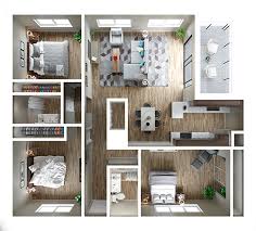 Virtual tour & floor plans. Three Bedroom 3d Floor Plan Top View 3d Floor Plans Floorplans 3d 3dfloorplans Sims House Design Home Room Design Three Bedroom House Plan