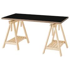 Linnmon Finnvard Table Black Plywood Birch 59x29 1 2 Ikea In 2020 Ikea Plywood Fiberboard