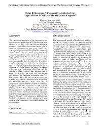 [peninsular malaysia—1 july 1957 defamation act 1957. Pdf Cyber Defamation A Comparative Analysis Of The Legal Position In Malaysia And The United Kingdom Sdiwc Organization Academia Edu