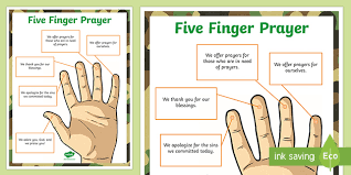If you're like me, your prayers start off great and until you remember that you forgot to switch o… Vacation Bible School Bible Boot Camp Five Finger Prayer Poster