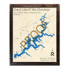 Map Of Grand Lake Ok Grand Lake O' The Cherokees, Ok Wood Map | 3D Nautical Wood Charts