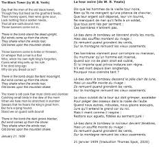 The Black Tower Poem By W B Yeats And A French Translation En 2020 Poeme Litterature La Tour Sombre
