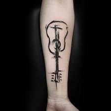 Mens Guitar Music Inner Forearm Simple Tattoos Small Music Tattoos Simple Forearm Tattoos Guitar Tattoo Design