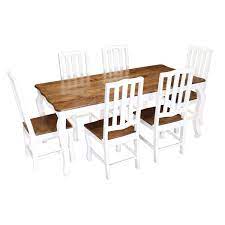 If you have watermark rings in your tabletop from wet glasses, mix up equal parts vinegar and olive oil and use a soft cloth to apply it to the ring, moving with the wood grain. Rehoboth White And Natural Wood Cabriole Dining Table With 6 Chairs