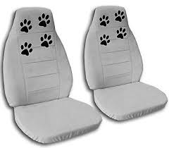 2 Gorgeous Paw Prints Car Seat Covers Silver Cool Seat Covers Grey Car Seat Car Seat Cover Sets