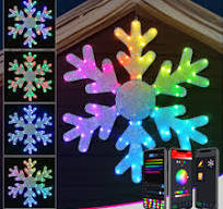 31-inch RGB Smart Hanging Snowflake Lights Outdoor, APP ...