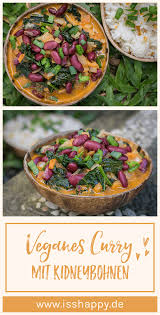 Wurziges Bohnen Curry Mit Schwarzkohl Vegan Lecker Rezept Kidneybohnen Rezept Kidneybohnen Gesunde Vegane Rezepte