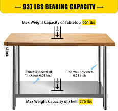 Maybe you would like to learn more about one of these? Buy Vevor Maple Top Work Table 36 X 24 Inches Stainless Steel Kitchen Prep Table Wood 1 5 Inch Thick Kitchen Maple Table With Lower Shelf And Feet Stainless Steel Table For Home