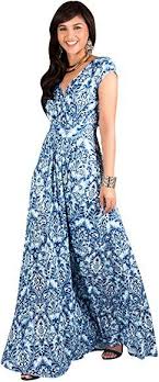 Koh Koh Petite Women Long Cap Short Sleeve Printed V Neck Empire Waist Summer Boho Bohemian Maternity Casual Sundr Maxi Dress Summer Maxi Dress Maxi Gown Dress