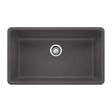 Blanco america precis™ 32 x 19 in. Blanco 441478 Precis 32 Silgranit Granite Composite Undermount Super Single Bowl Kitchen Sink Cinder