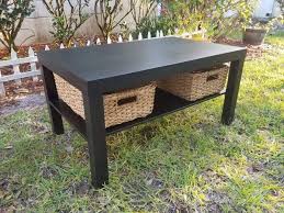 Side tables as different as night and day. Ikea Lack Coffee Table Black Wood With Wicker Storage Baskets For Sale In Orlando Fl Offerup