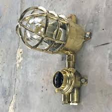 The crisp, minimalist forms recall 1970s french architecture. Vintage Industrial 1970s German Explosion Proof Wall Light Cast Brass Glass Shade Rotary Switch Vinterior