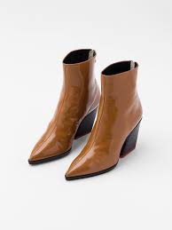 Black Ankle Boots With Brown Heel Women Ankle Boots Peanut Butter Brown Crackled Patent Leather Signature Block Heel Spring Summer Brown Ankle Boots Tan Ankle Boots Womens Boots Ankle