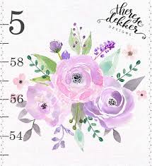 Girls Growth Chart Canvas Growth Chart Lavender Pink Roses Blush Lilac Watercolor Roses Lilac Blush Floral Wall Art Nursery Decor Watercolor