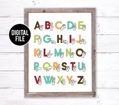 This post has 36 fun kitchen wall decor ideas that will make the space more than just a place to whip up a meal. Asl Alphabet Art Modern Nursery Art Alphabet Printable Art Woodland Wall Decor Abc Sign La In 2020 Alphabet Wall Art Sign Language Art Printable Art Wall Decor