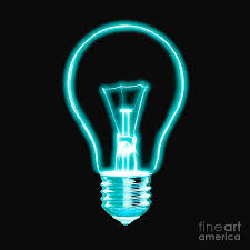 Outline Of Glowing Light Blue Light Bulb On Black Background Photograph By Phill Thornton