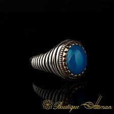 Blue stone ring for men. Blue Turquoise Pinky Finger Ring Boutique Ottoman Exclusive