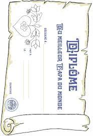diplome du meilleur papa motif coeur fete des peres activite coloriage trompette