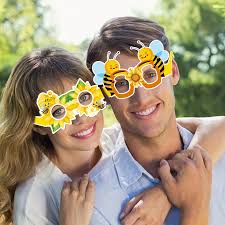 8pcs Bee themed birthday decoration paper glasses, spring bee birthday  party decoration photo props