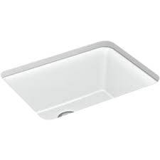 Most popular kitchen sinks undermount stainless steel single bowl kitchen sinks. Kohler K 28001 Cm6 Matte White Cairn 24 1 2 Undermount Single Basin Composite Kitchen Sink Includes Basin Rack Faucet Com