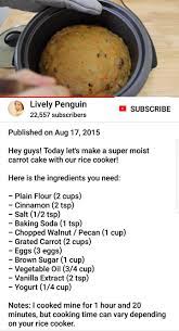 Rice Cooker Carrot Cake Rice Cooker Cake Rice Cooker Recipes Baked Carrots