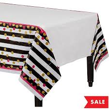 Black And White Striped Tablecloth Party City Pink Gold Confetti Table Cover Party City Pink Gold Party Pink Party Decorations White Party Theme