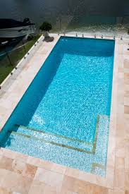 8m X 4m Concrete Designer Pool With White Pearl Mosaic Tiles And A Travertine Step Edge In Floor Cleaning And Mineral Concrete Pool Swimming Pools Pool Houses
