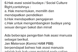 Mulai dari pengertian, macam macam hak asasi manusia, contoh, pelanggaran, cara penegakan lengkap. Berikan Contoh Hak Asasi Sosial Budaya Dan Hak Asasi Peradilan Beserta Pasalnya Brainly Co Id