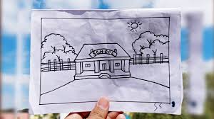 Easy Scenery For Kids How To Draw School Scenery Step By Step Drawing Competition Drawing School Drawings
