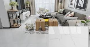 White 600 X 600mm Polished Ceramic Floor Tile Floor Tiles Living Room Modern Living Room Tiles White Floors Living Room