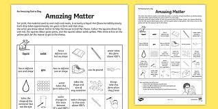 Classify each of the materials below. Amazing Fact A Day Worksheet States Of Matter Worksheet