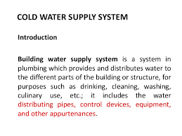 Cold Water Supply And Pipe Sizing
