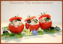Tomates Farcies Au Thon Macedoine Et Mayonnaise Tomate Farcie Au Thon Tomates Tomates Farcies