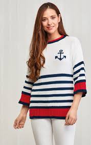 These swatches are knitted in tivoli woolblend aran weight yarn. Anchor Motif Nautical Sweater Knitting Patterns Let S Knit Magazine
