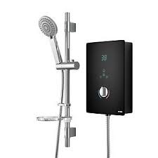 Wickes Hydro Led Lit Touch Control Electric Shower Kit Black Chrome 8 5kw Shower Kits Chrome Shower