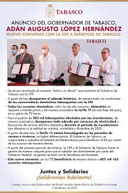 He currently serves as senator of the lxii legislature of the mexican congress representing tabasco. Gobierno De Tabasco On Twitter Esta Tarde El Gobernador Adan Augusto Lopez Hernandez Anuncio Ante Medios De Comunicacion El Fin Del Convenio Adios A Tu Deuda Y La Homologacion De La Tarifa