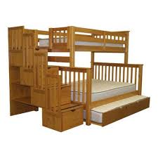 bedz king twin over full bunk bed with trundle finish honey bunk bed with trundle stairway bunk beds bunk beds