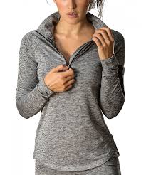 Womens Workout Yoga Track Jacket 1 2 Zip Long Sleeve Running Shirt Athletic Grey C317wuzd2k0
