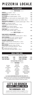 Menu Pizzeria Locale Pizzeria Menu Menu Pizza
