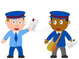 Kids And Jobs Postman Two Postmen Or Mailmen Isolated On White Background Ki Sponsored Mailmen Isolated White Kids Vector Postman Children Images
