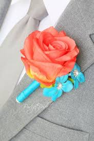 They are basically the flowers which need to be arranged in floral arrangements according to your preferences and choices, or according to the theme of the wedding. Coral And Malibu Turquoise Grooms Boutonniere Coral Wedding Colors Turquoise Coral Weddings Turquoise Wedding Bouquets