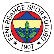 Üç yeşil meşe yaprağı ve iki meşe palamudu ile mavi ve sarı bir kalkan içeren kırmızı bir daire çizdi. Fenerbahce Spor Kulubu Vektorel Logosu