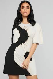 Black And White Tie Dye T Shirt Dress Opposite Attraction Tie Dye Shirt Dress Black White Black Shirt Dress Dye Shirt Fashion