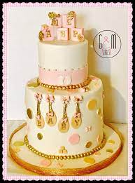 Pink Gold White Baby Shower Cake Baby Shower Cakes White Baby Showers Cake