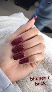 Check out these nail art ideas and pick the one for your next mani. Dark Red Acrylic Nails Red Acrylic Nails Pretty Nails Long Nails