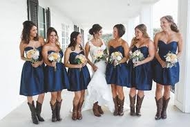 Bridesmaid Navy Blue Sweetheart Dresses With Cowboy Boots Country Bridesmaid Dresses Blue Bridesmaid Dresses Short Country Wedding Dresses