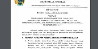 Materi contoh soal cpns 2020 tkd terdiri atas: Jadwal Dan Lokasi Tes Skd Cpns 2019 Di Kementerian Atr Bpn Diumumkan