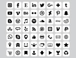 Square Social Media Icons Set Png Svg Vector Transparent Rounded Corner White Black Flat Buttons Website Digital Icons Commercial Use In 2020 Social Media Icons Media Icon Icon Set