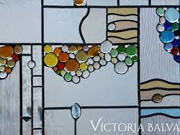 Contemporary stained glass bathroom window winter garden fl. Modern Stained Leaded Glass Window Amber Victoria Balva