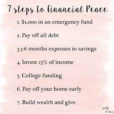 7 Baby Steps To Financial Peace Dave Ramsey Financial Peace University Financial Peace Financial Peace University Financial Quotes